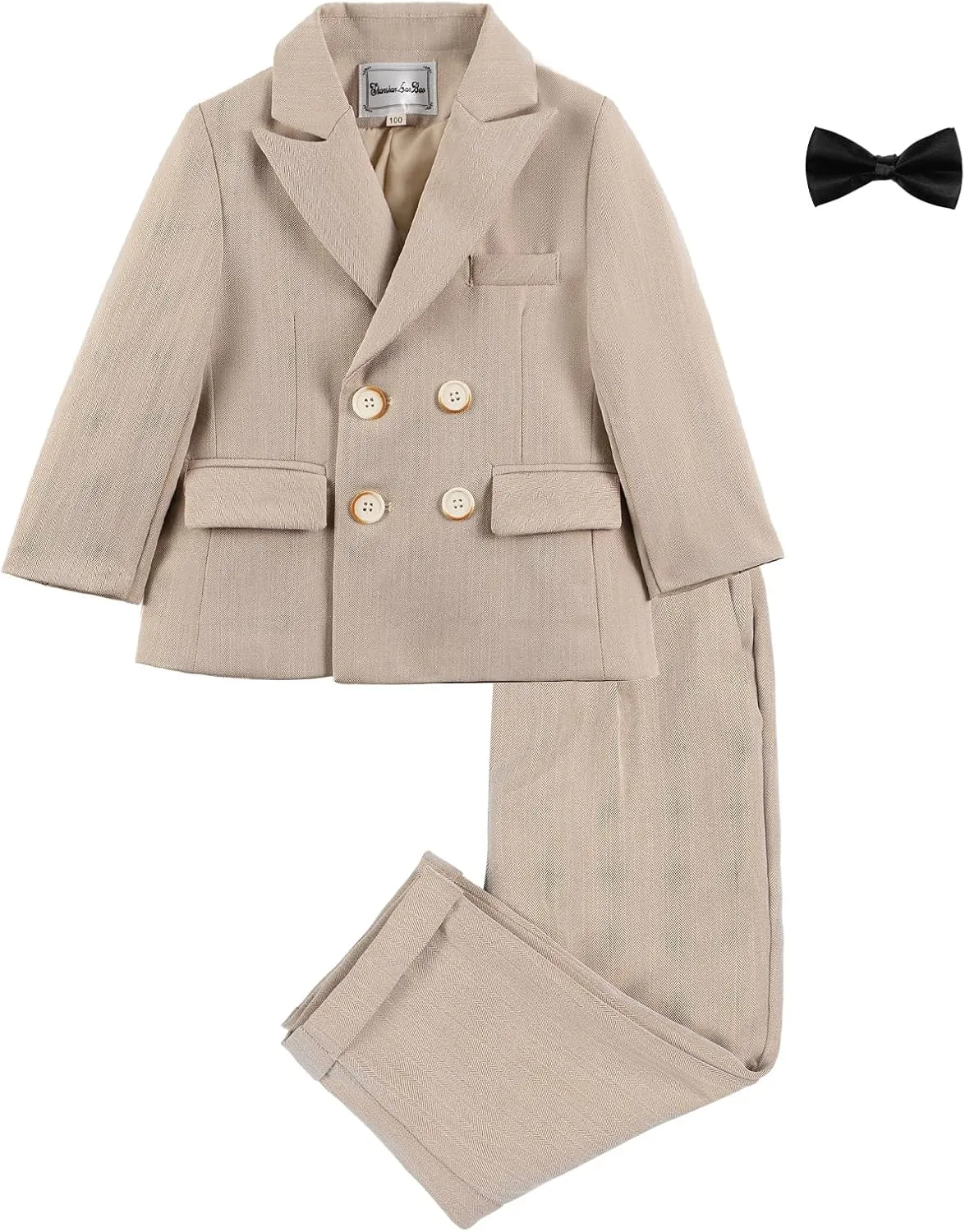 LOLANTA Boys Suits Set Wedding Ring Bearer Outfits Kids Tuxedos Blazer Suit Pant Bow tie, Birthday, Easter Clothes