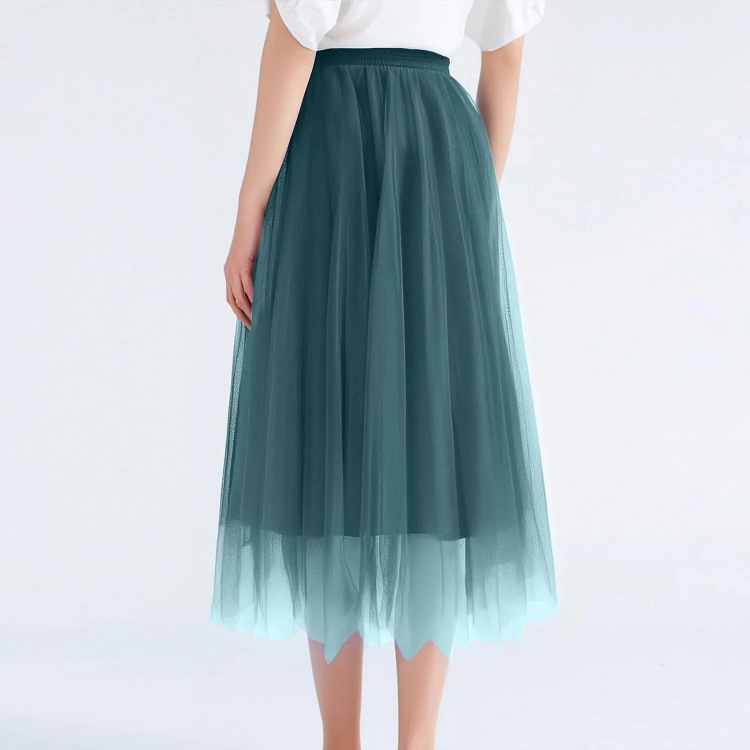 Long Tutu Skirts for Women Formal Dance Party Skirt Elastic Waist Layered Prom Midi Tutu Skirt