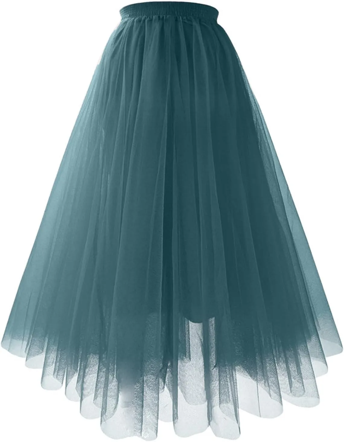 Long Tutu Skirts for Women Formal Dance Party Skirt Elastic Waist Layered Prom Midi Tutu Skirt