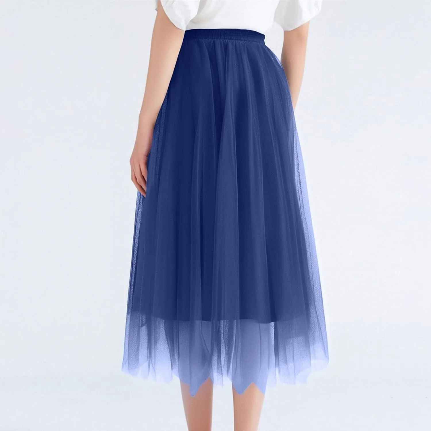 Long Tutu Skirts for Women Formal Dance Party Skirt Elastic Waist Layered Prom Midi Tutu Skirt