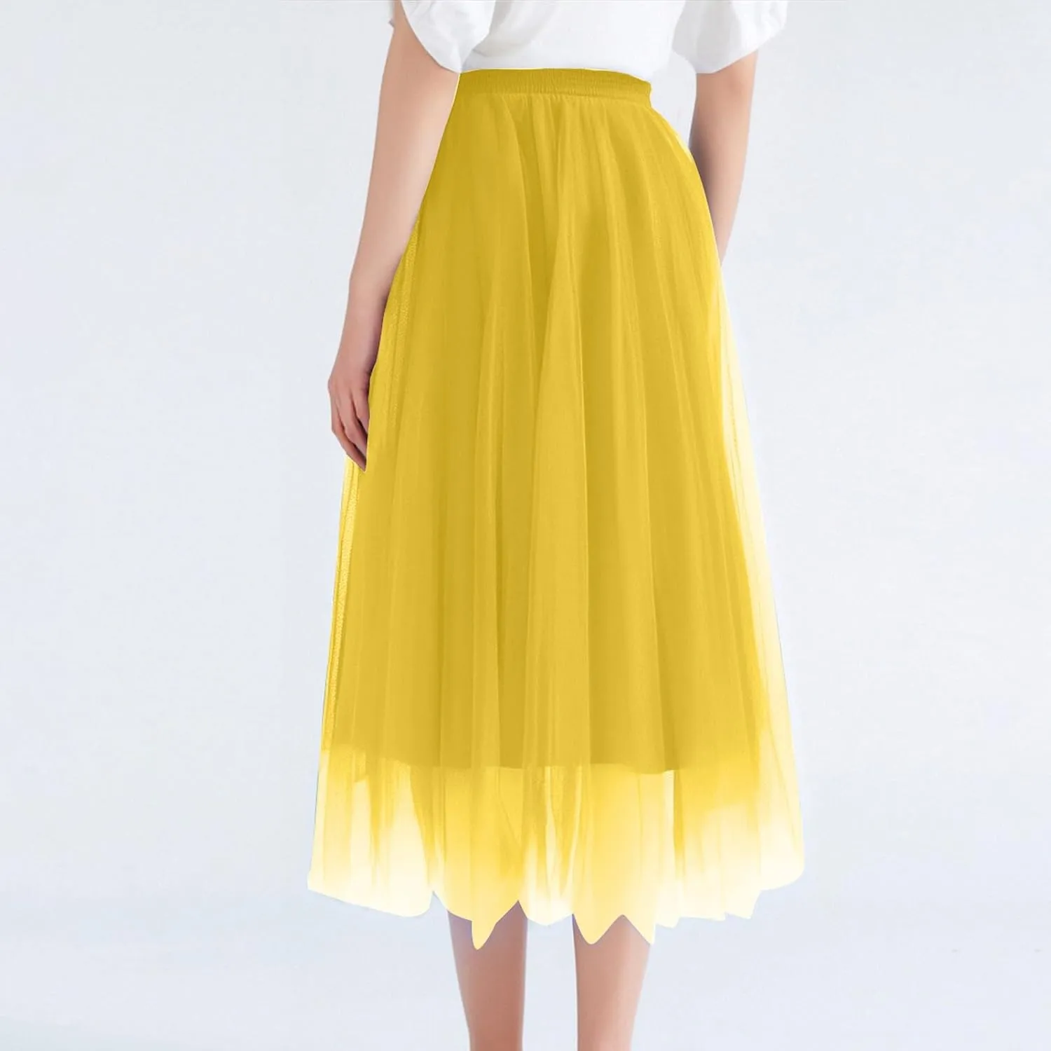 Long Tutu Skirts for Women Formal Dance Party Skirt Elastic Waist Layered Prom Midi Tutu Skirt