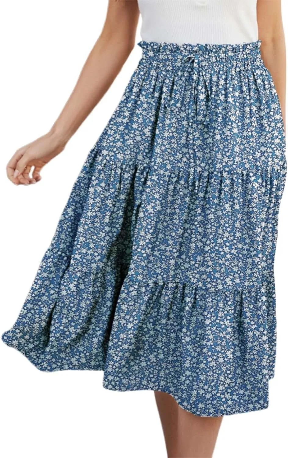Maxi Skirts for Women Summer 2025 High Waisted Flowy Floral Long Skirt Vacation Beach Ruffle A Line Skorts