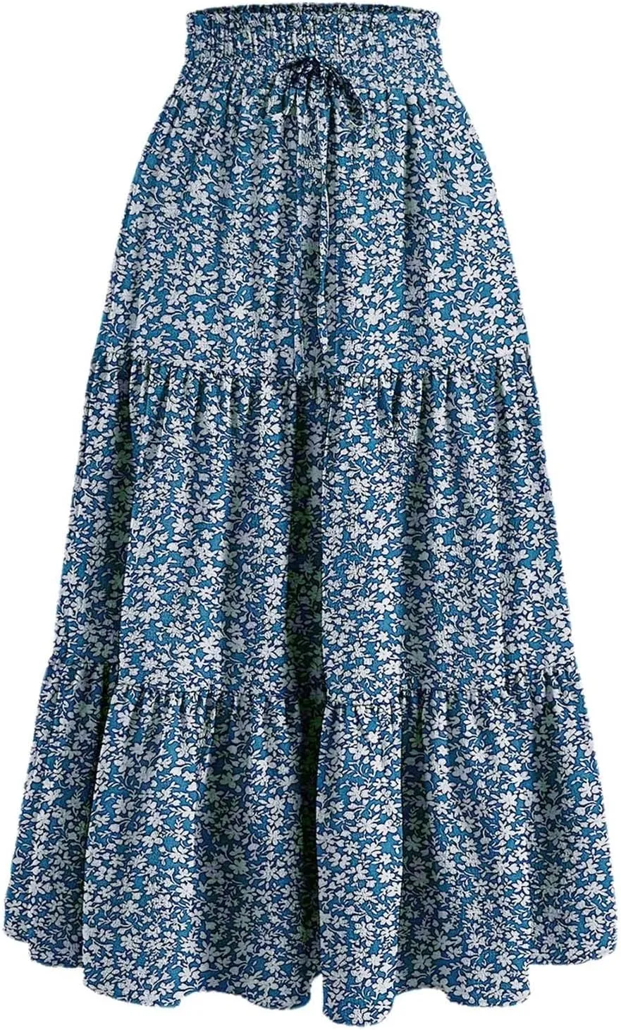 Maxi Skirts for Women Summer 2025 High Waisted Flowy Floral Long Skirt Vacation Beach Ruffle A Line Skorts