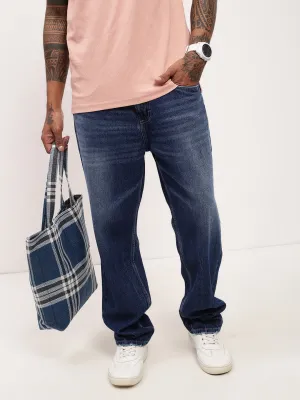 Men Blue Solid Straight Fit Denim Jeans