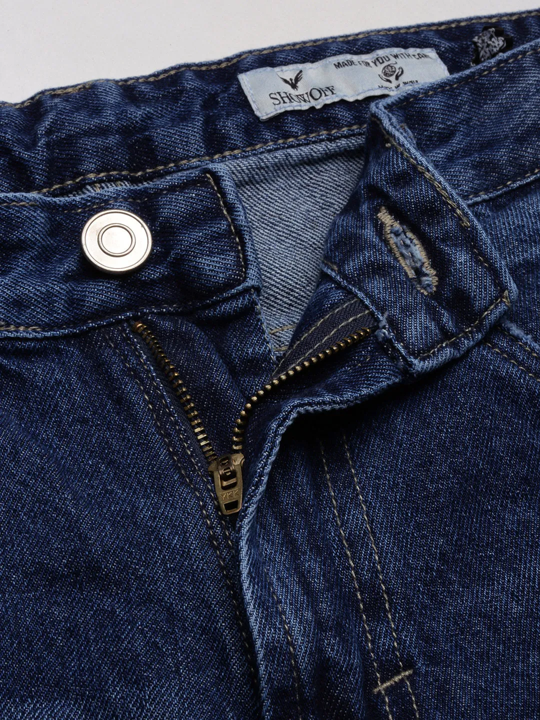 Men Blue Solid Straight Fit Denim Jeans