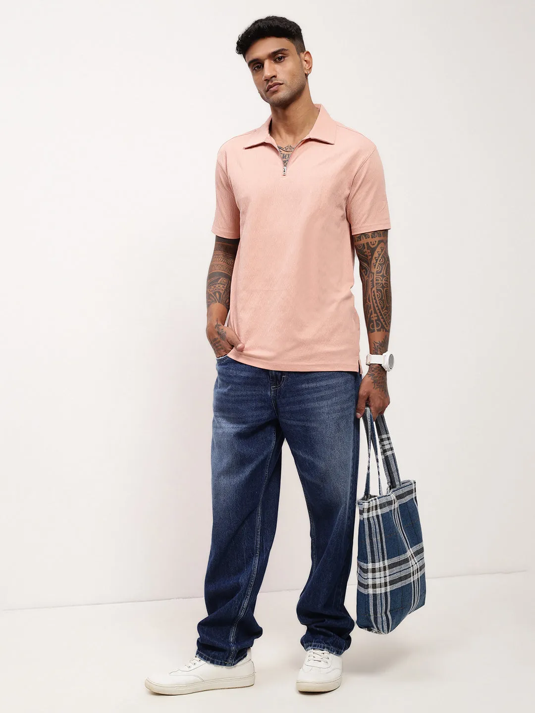 Men Blue Solid Straight Fit Denim Jeans