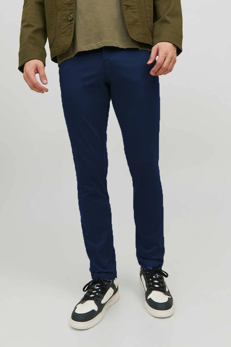 Men Branded Regular Fit Chino - Navy