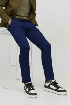 Men Branded Regular Fit Chino - Navy