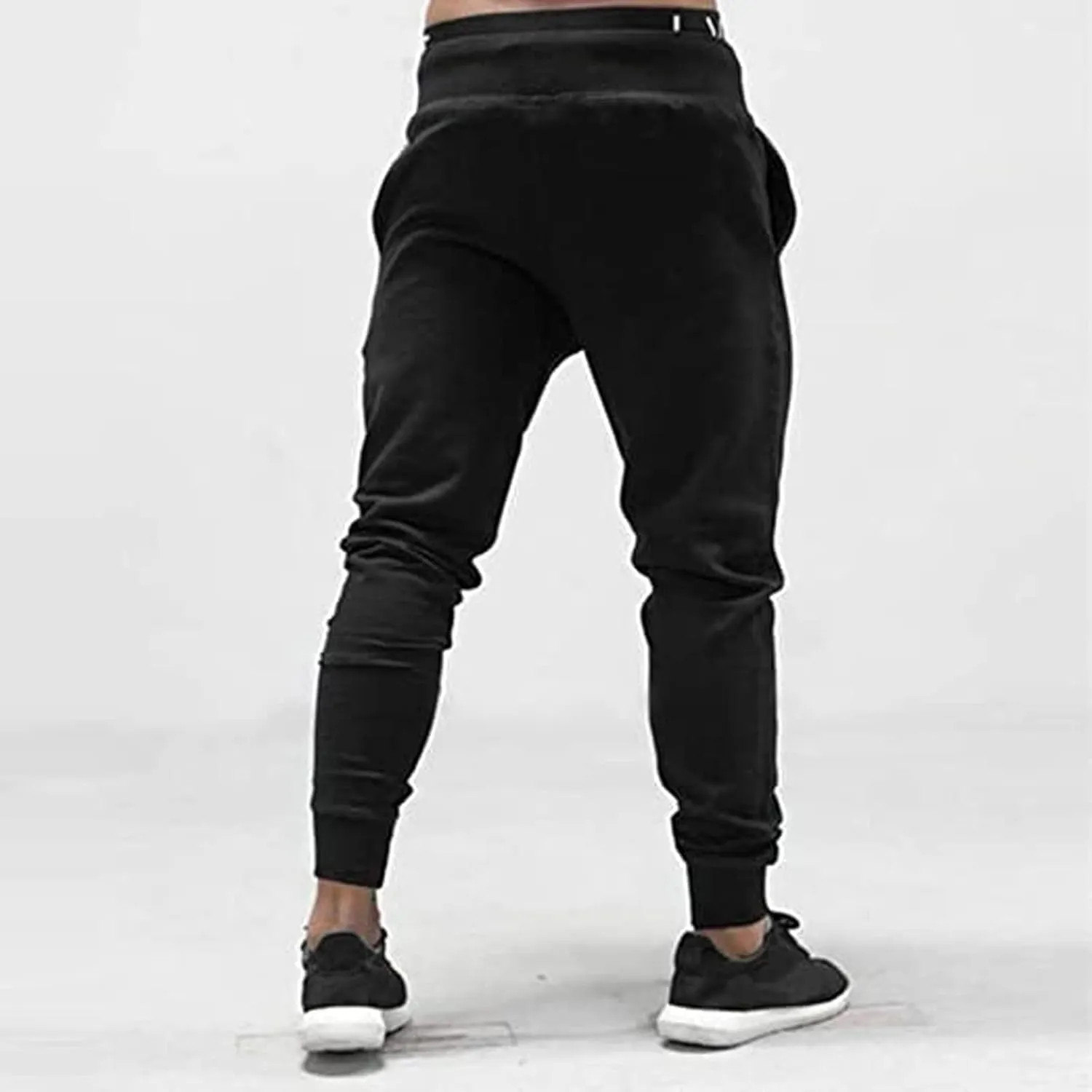 Men's Athletic Running Sweatpants Mens Pocket Trousers Beam Drawstring Men's Pants Men's Athletic Running Sweatpants