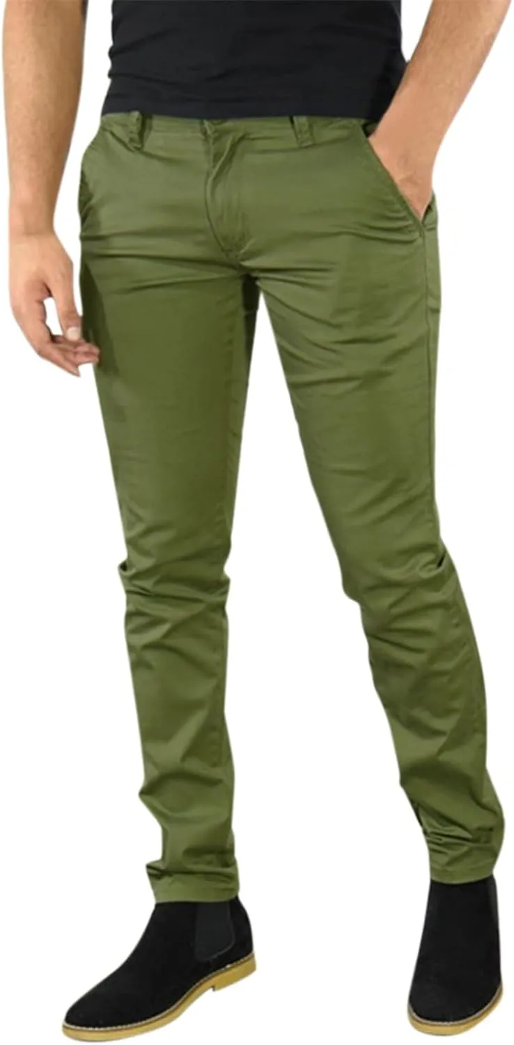 Mens Business Chino Pants Slim Fit Modern Style Cropped Pants Casual Lightweight Tapered Trousers Fashion Kakhi Pants