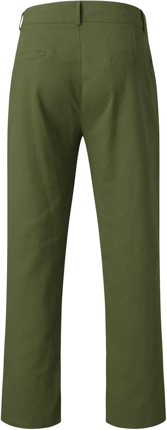 Mens Business Chino Pants Slim Fit Modern Style Cropped Pants Casual Lightweight Tapered Trousers Fashion Kakhi Pants