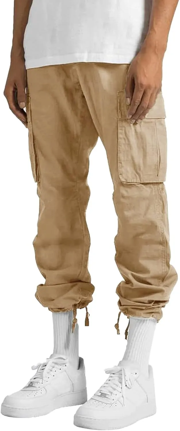 Men's Casual Cargo Pants Workout Joggers Trousers Loose Sports Trousers Casual Gym Workout Tactical Track Sweatpants