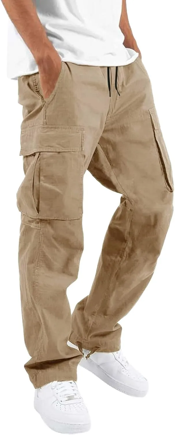 Men's Casual Cargo Pants Workout Joggers Trousers Loose Sports Trousers Casual Gym Workout Tactical Track Sweatpants