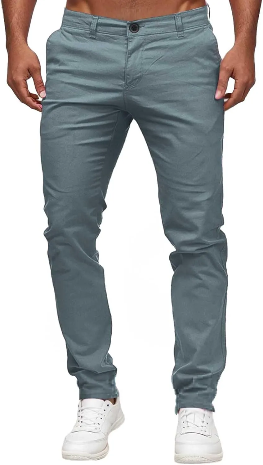 Mens Chinos Dress Pants Slim Fit Skinny Stretch Casual Pants Lightweight Comfy Hiking Travel Slacks Trousers
