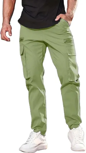 Mens Linen Cotton Pants Lightweight Mens Hiking Pants Cargo Pant Zipper Pocket Streetwear Pants Men White Loose Pant