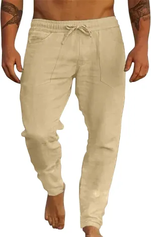 Mens Workout Cargo Sweatpants Men's Personality Casual Drawstring Multi Pocket Sweatpants Lounge Loose Workout Jogger
