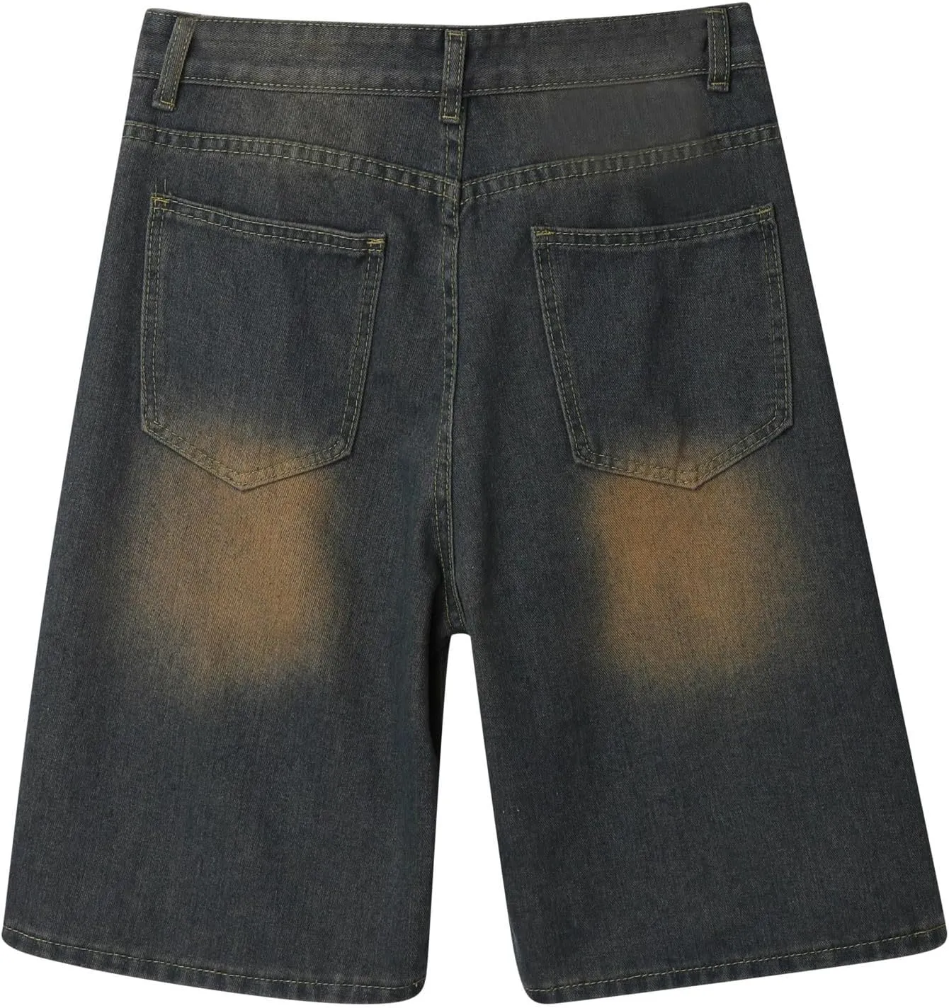 Mens Y2K Grunge Baggy Jean Shorts Casual Hip Hop Cargo Pants Loose Fit Denim Shorts with Pockets