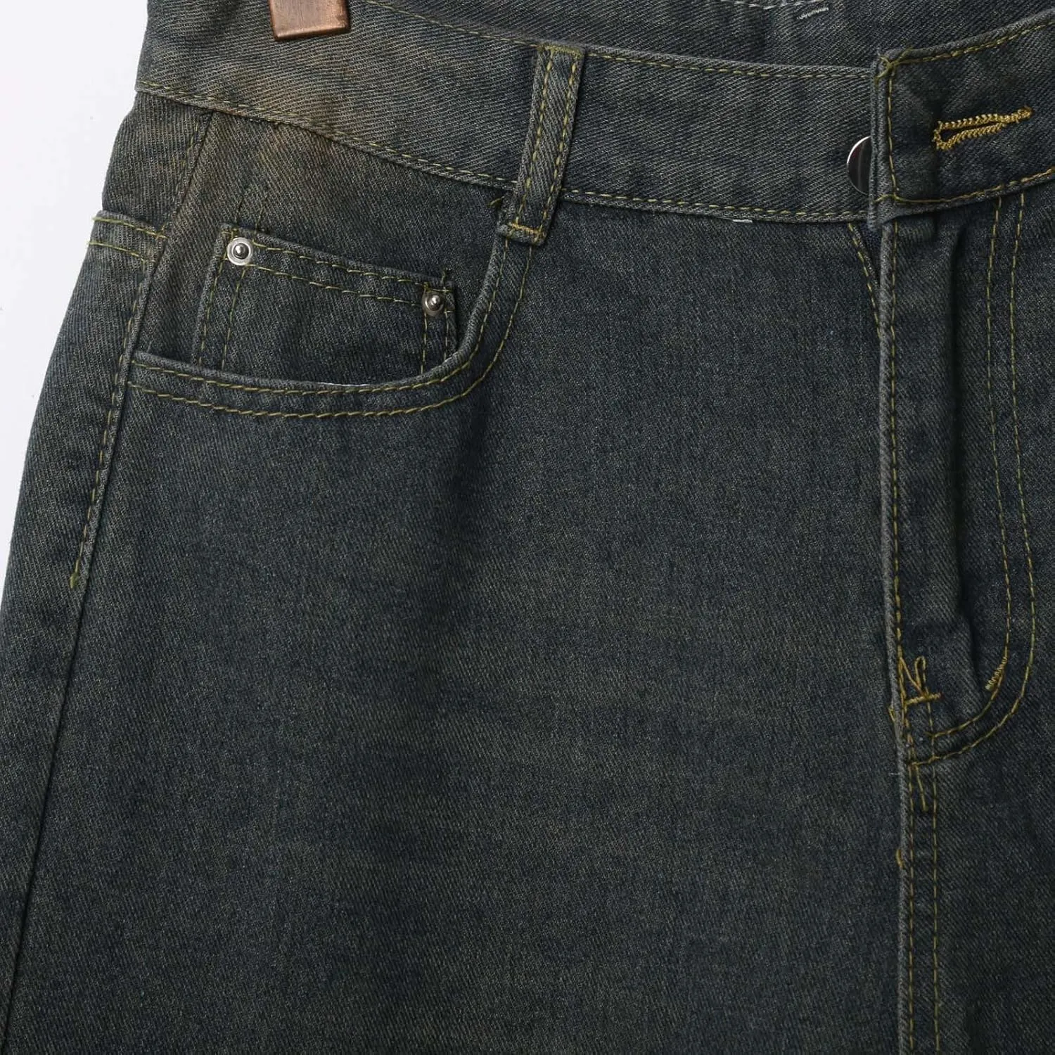 Mens Y2K Grunge Baggy Jean Shorts Casual Hip Hop Cargo Pants Loose Fit Denim Shorts with Pockets