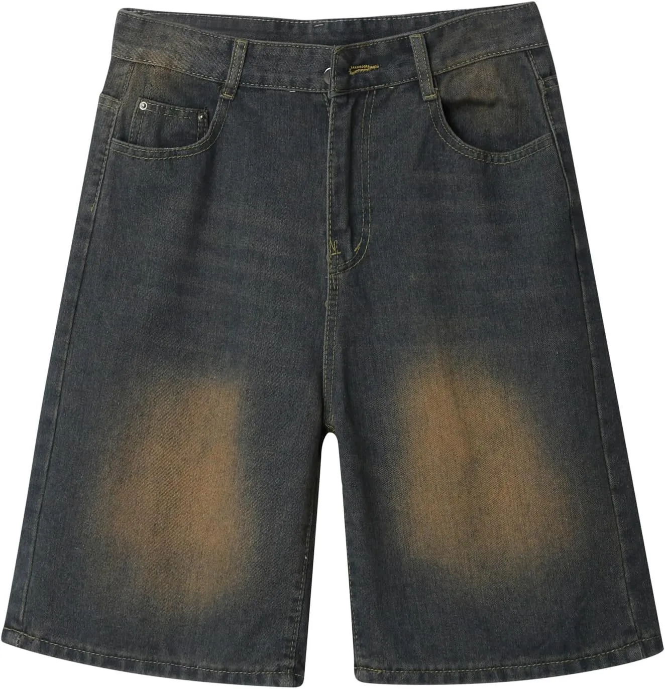 Mens Y2K Grunge Baggy Jean Shorts Casual Hip Hop Cargo Pants Loose Fit Denim Shorts with Pockets