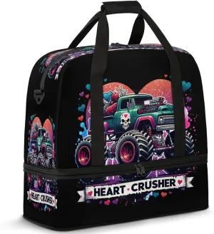 Monster Skull Truck Travel Duffel Bags for Women & Men Large Sports Gym Bags Foldie Weekender Overnight Bag Carry On Tote Bag With Shoe Compartment Personal Item Luggage for Travel Sports Gym