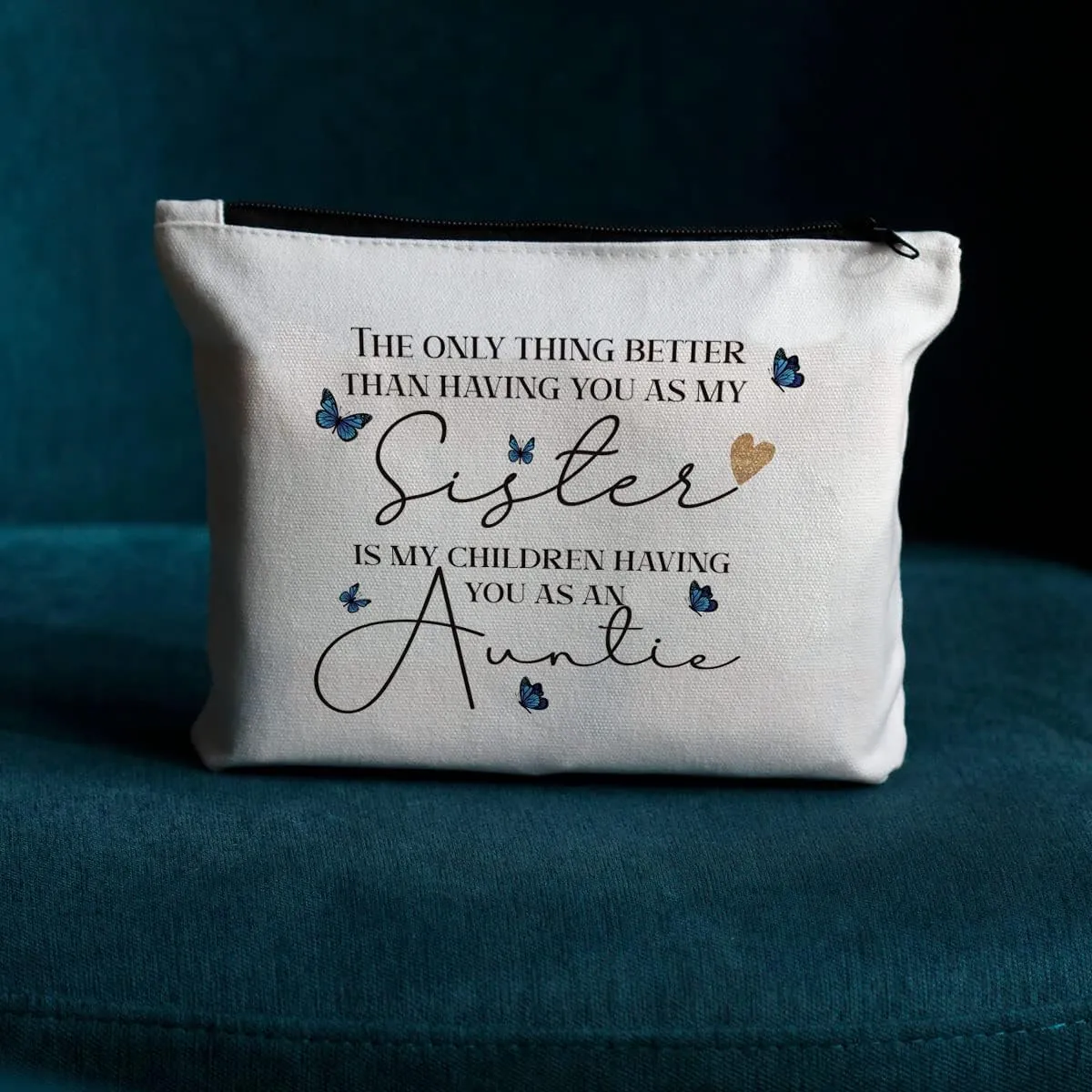New Aunt Gifts for Sisters, Pregnancy Announcements for Aunt, Sister, Friends, Besties, New Auntie Announcement, Thanksgiving Christmas Birthday Baby Shower Baby Reveal Gifts for Aunt Makeup Bag