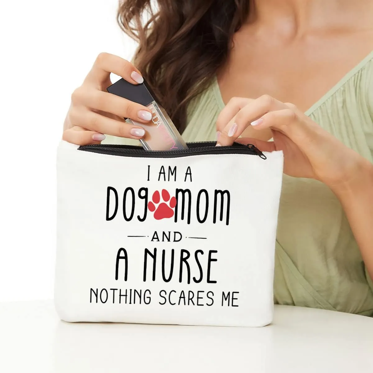 Nurse Dog Mom Gifts - Adoption & Rescue Dog Lovers Bag, Nothing Scares Me Makeup Bag