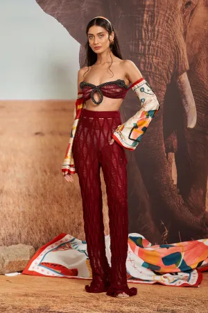 Oxblood Ripple Knit Trousers