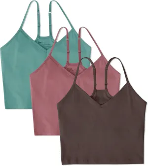 Pact Organic Cotton Women's Everyday Shelf Bra Cropped Camisole 3-Pack