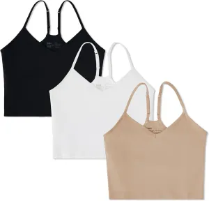 Pact Organic Cotton Women's Everyday Shelf Bra Cropped Camisole 3-Pack