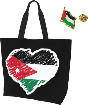 Palestine Flag Tote Bag Women large Free Palestine tote beach bag purse with one Palestine pin