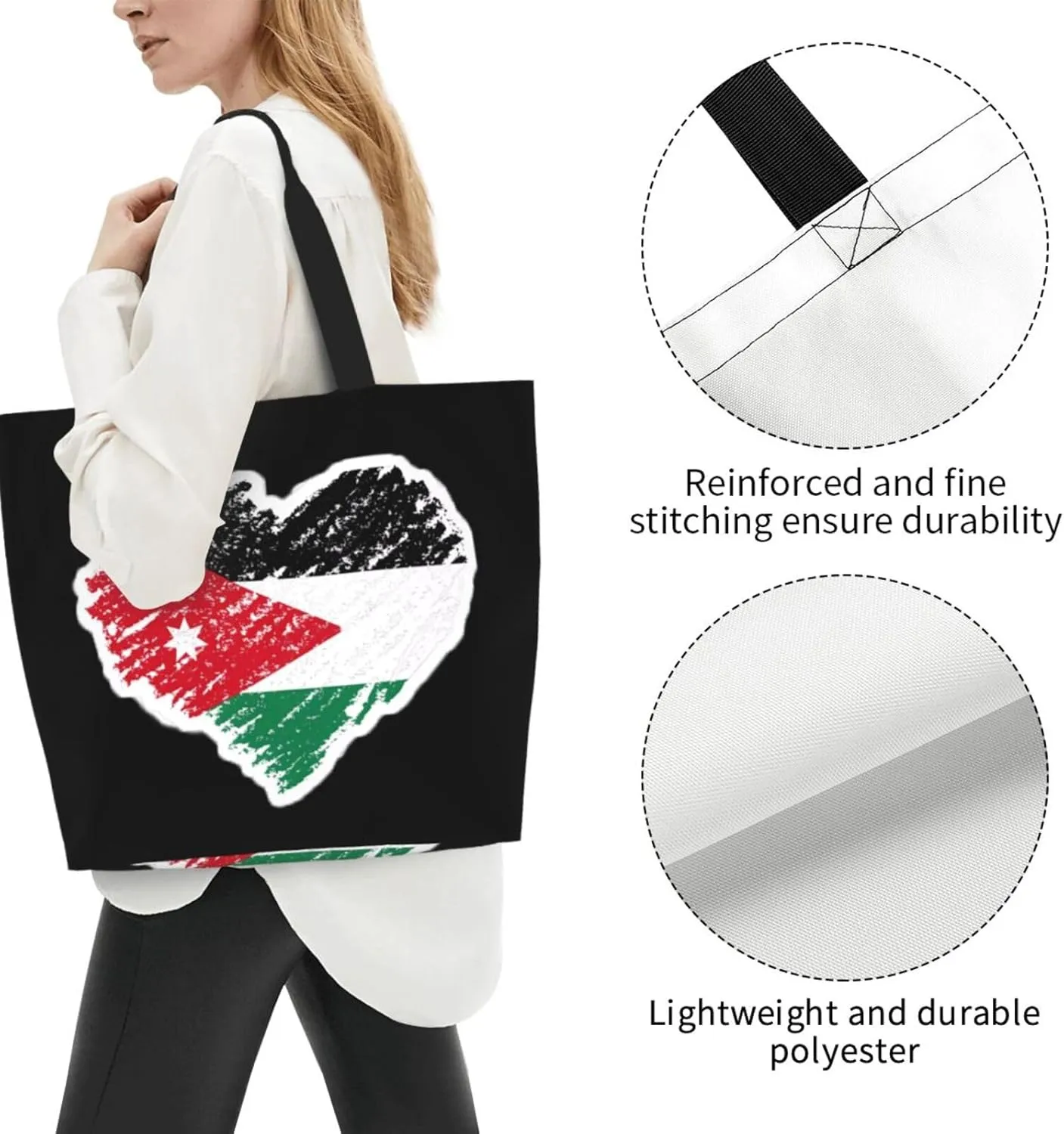 Palestine Flag Tote Bag Women large Free Palestine tote beach bag purse with one Palestine pin