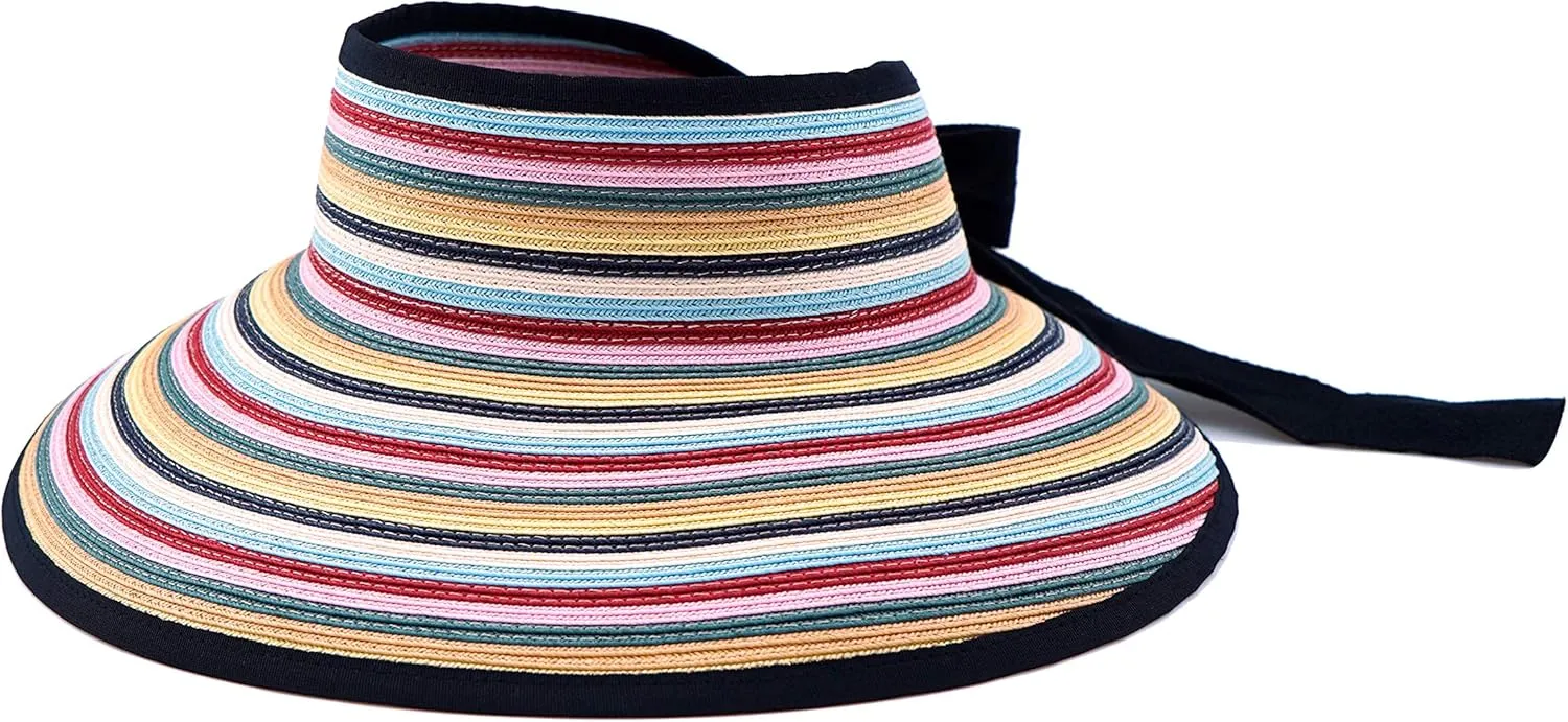 Pineapple&Star Vienna Visor Womens Summer Sun Straw Packable UPF 50  Beach Hat