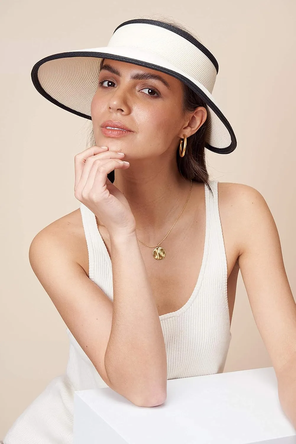 Pineapple&Star Vienna Visor Womens Summer Sun Straw Packable UPF 50  Beach Hat