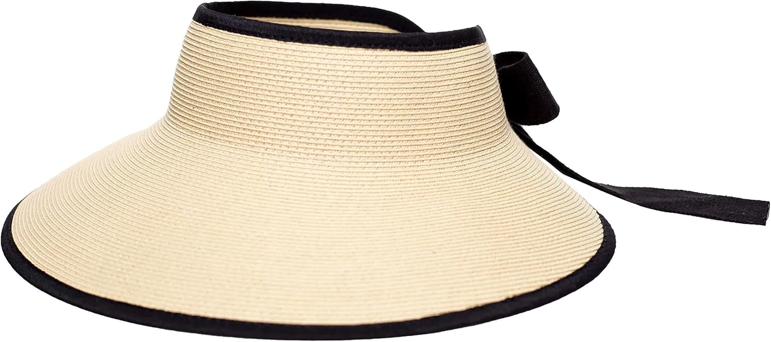 Pineapple&Star Vienna Visor Womens Summer Sun Straw Packable UPF 50  Beach Hat