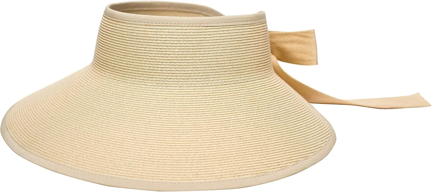 Pineapple&Star Vienna Visor Womens Summer Sun Straw Packable UPF 50  Beach Hat