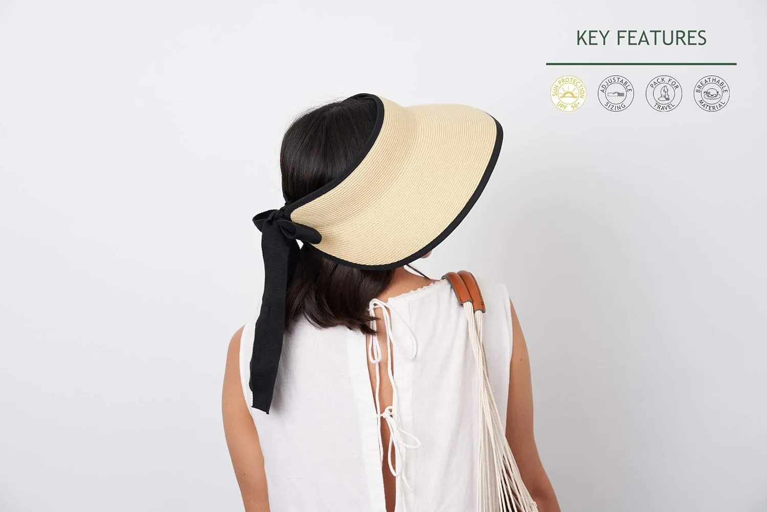 Pineapple&Star Vienna Visor Womens Summer Sun Straw Packable UPF 50  Beach Hat