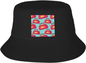 POOEDSO Luggage Bag Seamless Pattern Bucket Hat for Men Women Outdoor Summer Beach Travel Fishing Cap Black