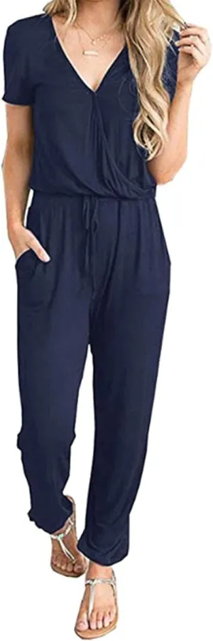 PRETTYGARDEN Jumpsuits for Women 2025 Spring Summer Casual Dressy Short Sleeve Romper Airport Vacation Travel Outfits