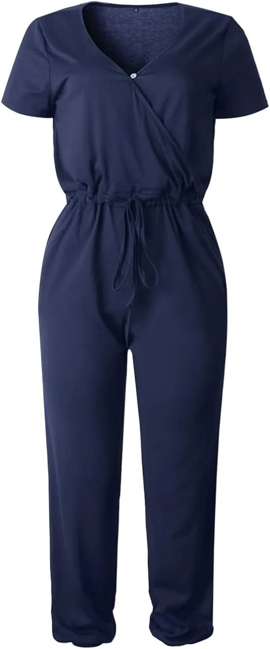 PRETTYGARDEN Jumpsuits for Women 2025 Spring Summer Casual Dressy Short Sleeve Romper Airport Vacation Travel Outfits