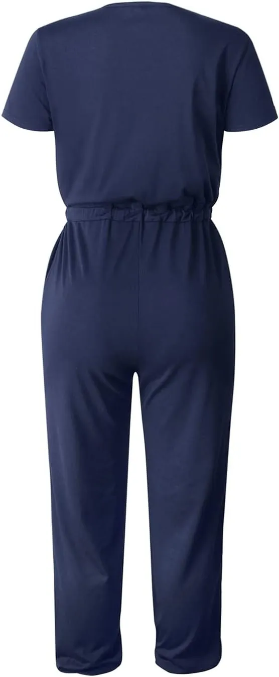 PRETTYGARDEN Jumpsuits for Women 2025 Spring Summer Casual Dressy Short Sleeve Romper Airport Vacation Travel Outfits