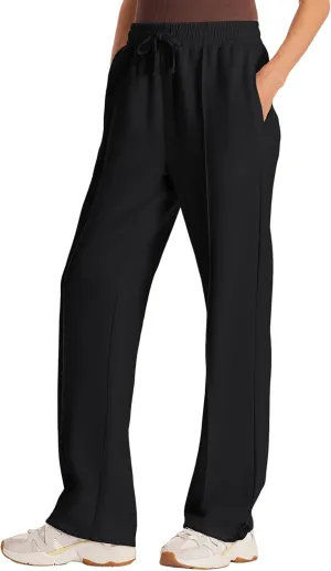 PULI Women Wide Leg Sweatpants 30" High Waist Lounge Yoga Pants Drawstring Loose Joggers with Pockets