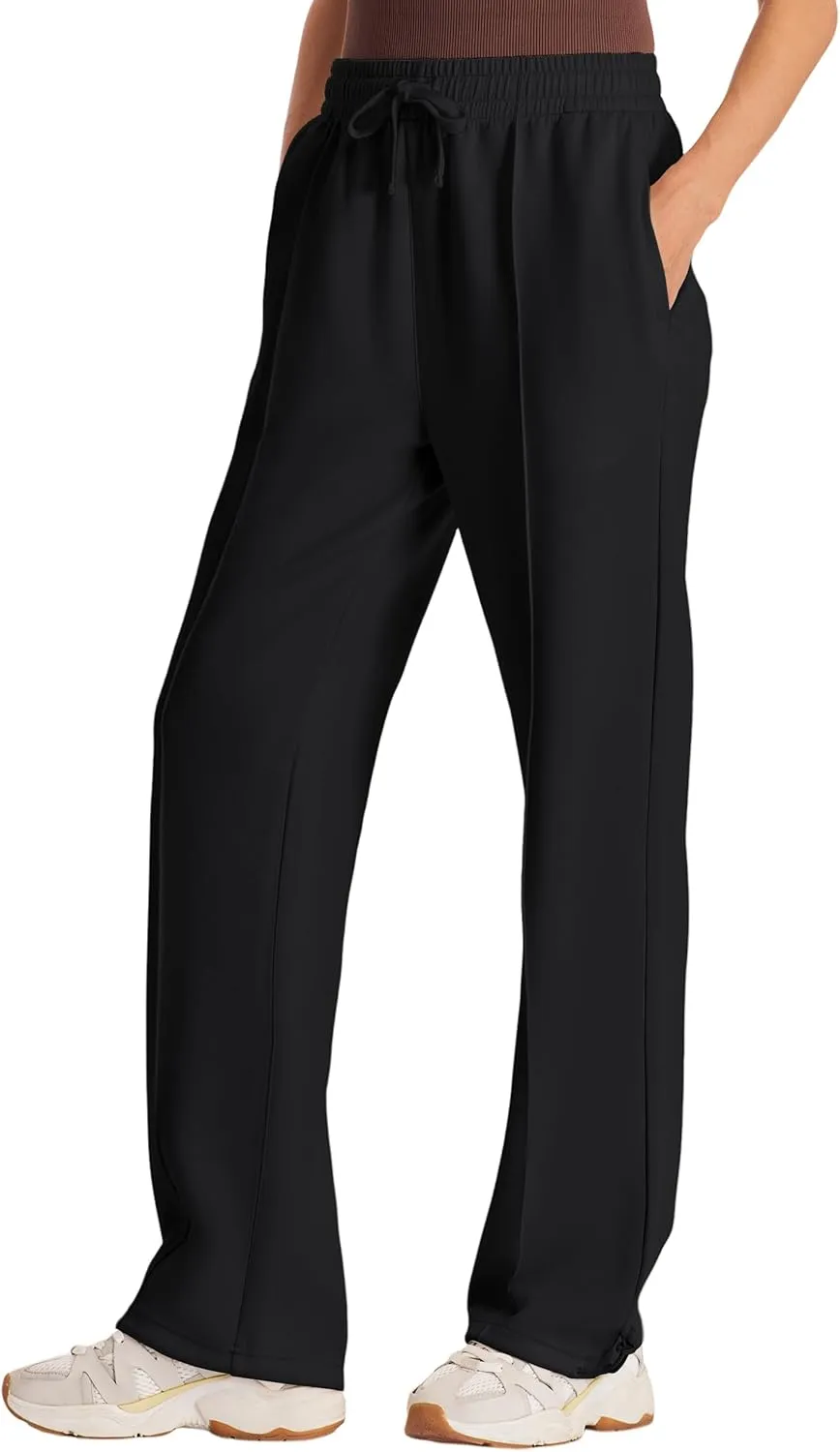 PULI Women Wide Leg Sweatpants 30" High Waist Lounge Yoga Pants Drawstring Loose Joggers with Pockets