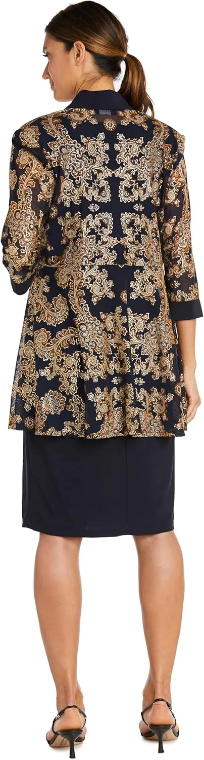 R&M Richards Womens Chiffon Jacket Two Piece Dress