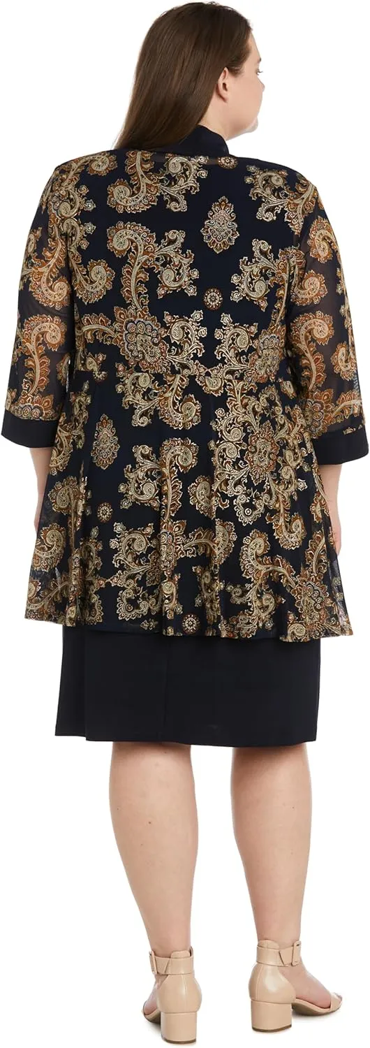 R&M Richards Womens Chiffon Jacket Two Piece Dress