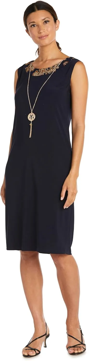 R&M Richards Womens Chiffon Jacket Two Piece Dress