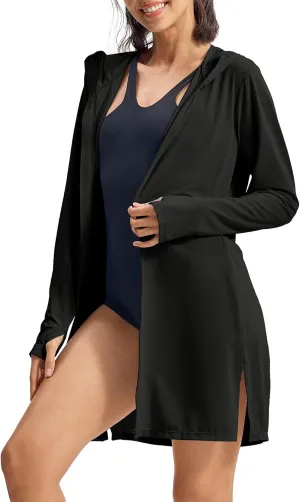 Rdruko Women's Swimsuit Cover Ups UPF 50  Sun Protection Long Jacket Lightweight SPF Hoodie Beach Cover Ups for Women