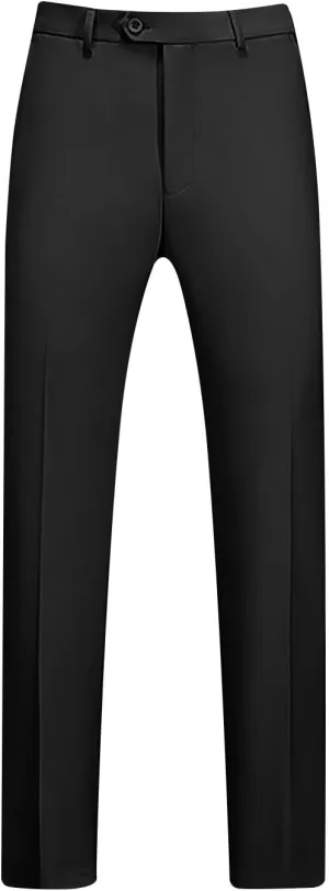 Regular Fit Dress Pants Mens Flat Front Straight Formal Pants Wrinkle Free Lightweight Elastic Suit Pants W/Pocket