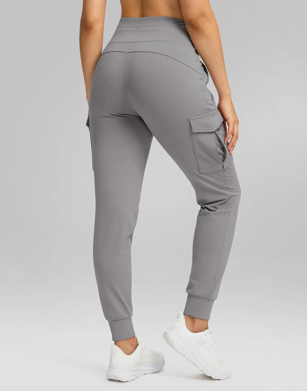 SANTINY Women Fleece Lined Cargo Joggers High Waisted Winter Warm Waterproof Hiking Pants with Zipper Pockets