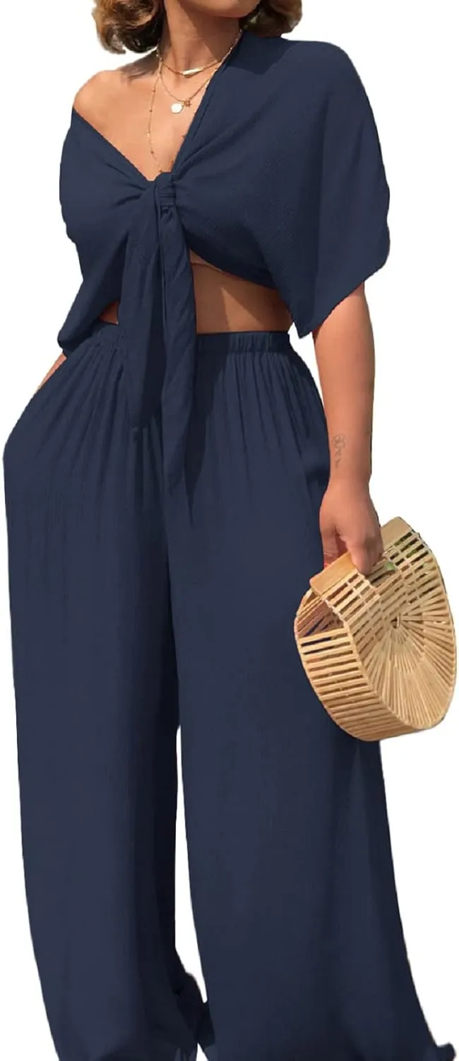 SeNight Womens Tracksuit Set Two Piece Sweatsuits Outfits Long Sleeve Ribbed Zip Up Crop Top Skinny Long Pants Set