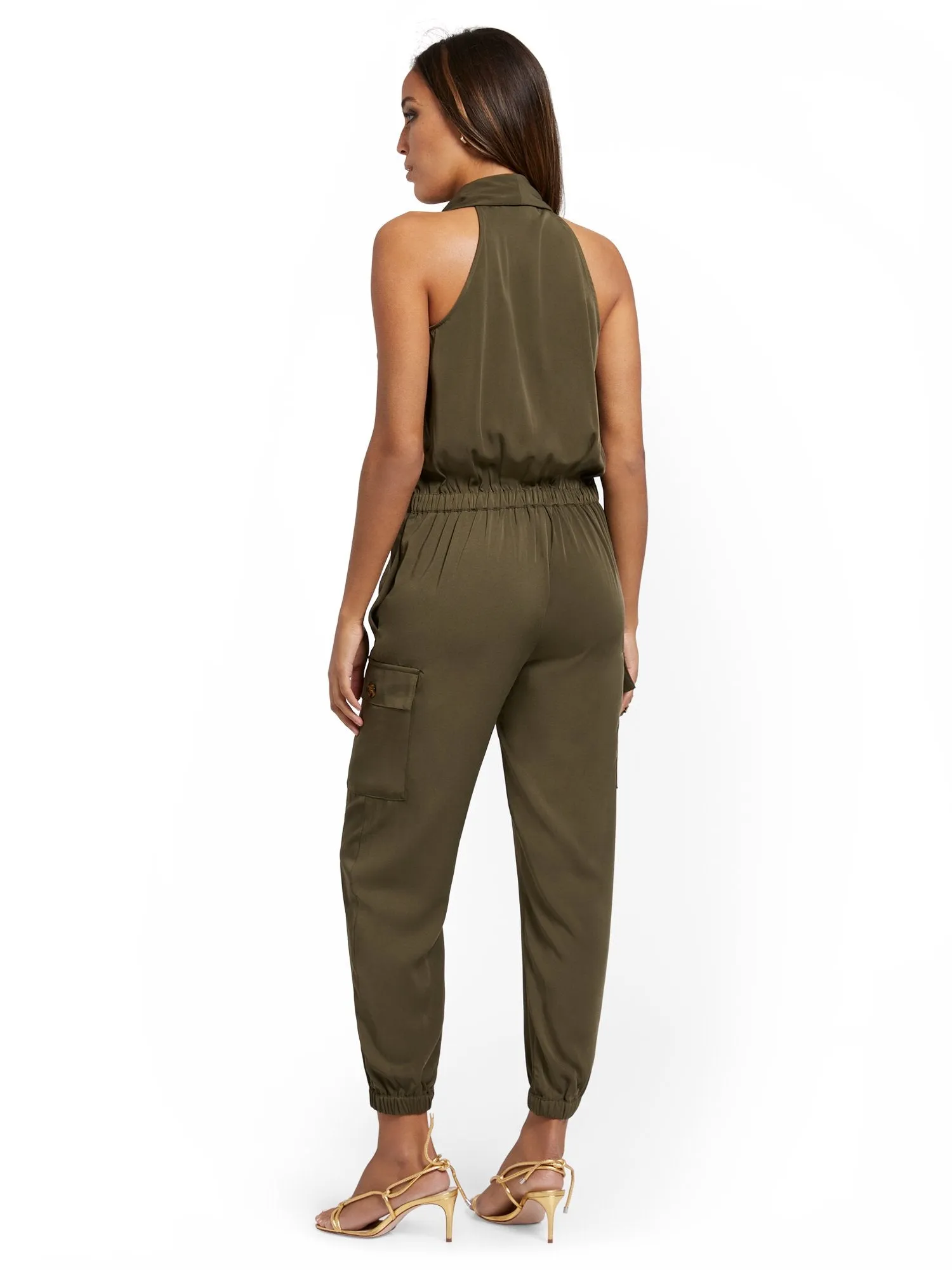 Shawl-Collar Tie-Front Jumpsuit